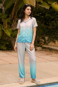 Zivame Woven Satin Pyjama Set - Dark Shade — thumbnail 1